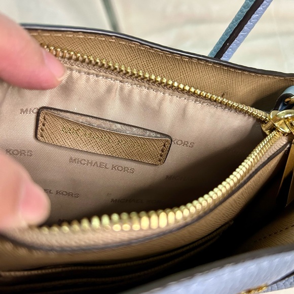 Michael Kors Blue Pebbled Leather Satchel with Gold Accents - Picture 9 of 15